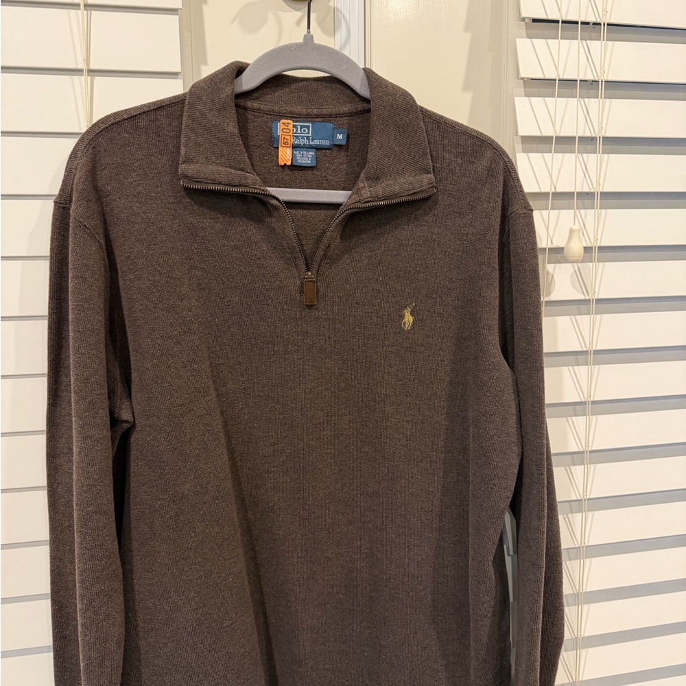 Ralph Lauren Chocolate Quarter-Zip Sweater (M)